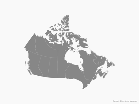 Free Vector Map of Canada with Provinces - Single Color