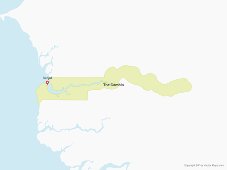 Free Vector Map of Gambia