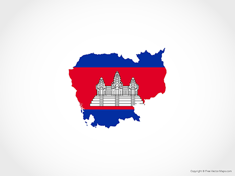 Free Vector Map of Cambodia - Flag