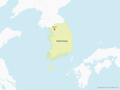 Free Vector Map of South Korea