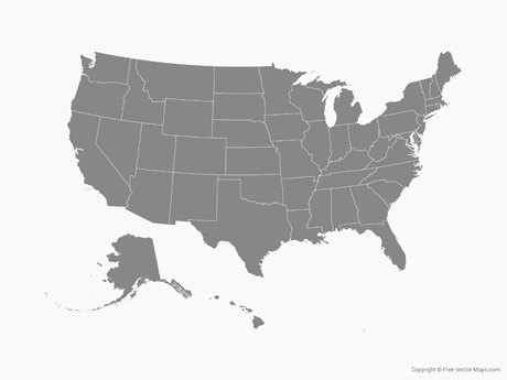 Free Vector Map of United States of America with States - Single Color