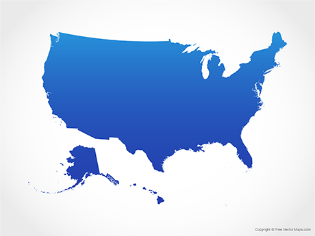 Free Vector Map of United States of America - Blue