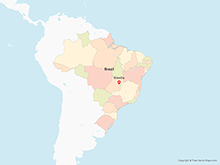 Map of Brazil with States - Multicolor
