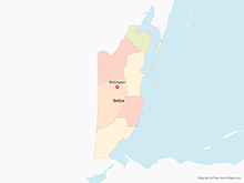 Map of Belize with Districts - Multicolor