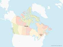 Map of Canada with Provinces - Multicolor