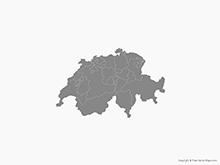 Map of Switzerland with Cantons - Single Color