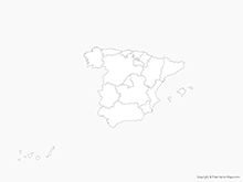 Map of Spain with Regions - Outline