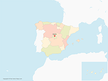 Map of Spain with Regions - Multicolor