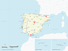 Map of Iberian Peninsula with Regions