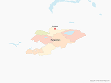 Map of Kyrgyzstan with Regions - Mulitcolor