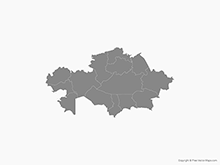 Map of Kazakhstan with Regions - Single Color