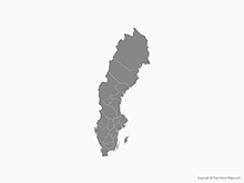 Map of Sweden with Counties - Single Color