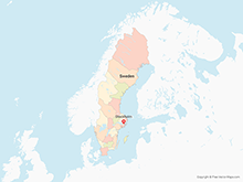 Map of Sweden with Counties - Multicolor