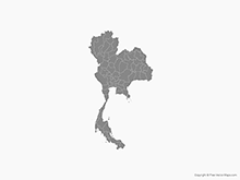 Free Vector Map of Thailand with Provinces - Single Color