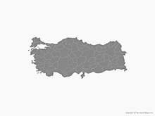 Map of Turkey with Provinces - Single Color