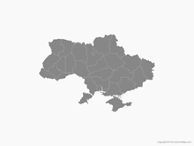 Map of Ukraine witrh Regions - Single Color