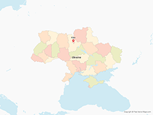 Map of Ukraine with Regions - Multicolor