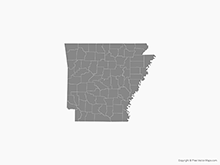 Map of Arkansas with Counties - Single Color