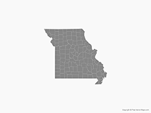 Map of Missouri with Counties - Single Color