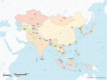 Map of Asia with Countries - Multicolor