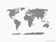 Map of World with Countries and US, Canadian and Australian States - Single Color