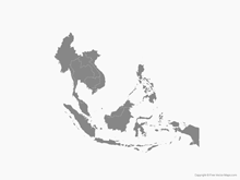 Map of Southeast Asia with Countries - Single Color